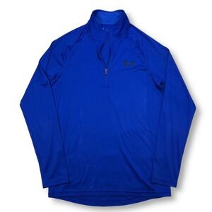 Under Armour HeatGear Pullover‎ Training Top Half Zip Athletic Blue Mens Small